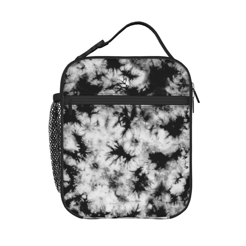 PrelerDIY Black Tie Dye Lunch Box  Insulated Lunch Bags for WomenMenGirlsBoys Detachable Handle Lunchbox Meal Tote Bag
