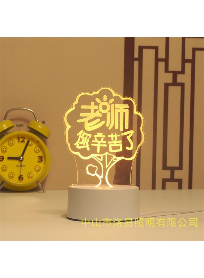 الأزرق جي دبليو هدية الأطفال الجديدة على رأس السرير الحلي الإبداعية usbled3d ضوء الليل diy مصباح طاولة اكريليك - Image 1