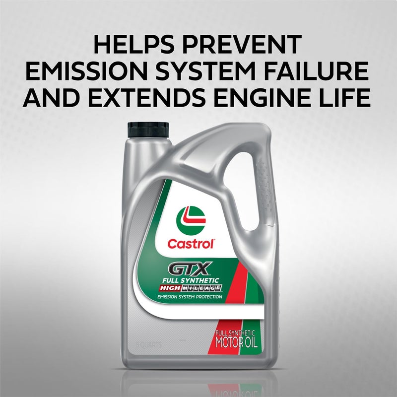 Castrol GTX Full Synthetic High Mileage 0W-20 Motor Oil, 5 Quart - Image 5