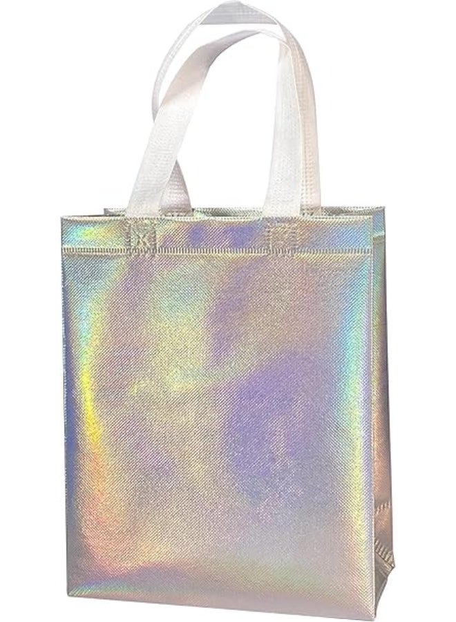 12 حقيبة هدايا ناعمة قابلة لإعادة الاستخدام مع اليدين - أكياس التسوق غير المنسوجة القابلة للطي لحفلات الزفاف وأعياد الميلاد وحفلات العروس وهدايا العطلات ، 8x4x10 بوصة - Image 3