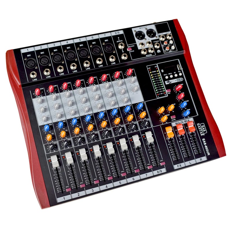 K-H Audio Mixer 8 Channel Audio Mixer Sound Mixing Console with Bluetooth USB,PC Recording Input, XLR Microphone Jack, RCA Input/Output for Professional and Beginners (8 Channel) - Image 3