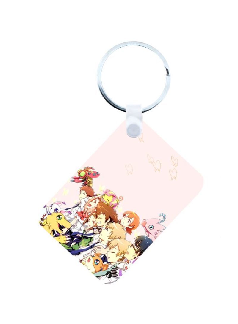RKN Anime Digimon Printed Keychain Pink/Brown/Yellow