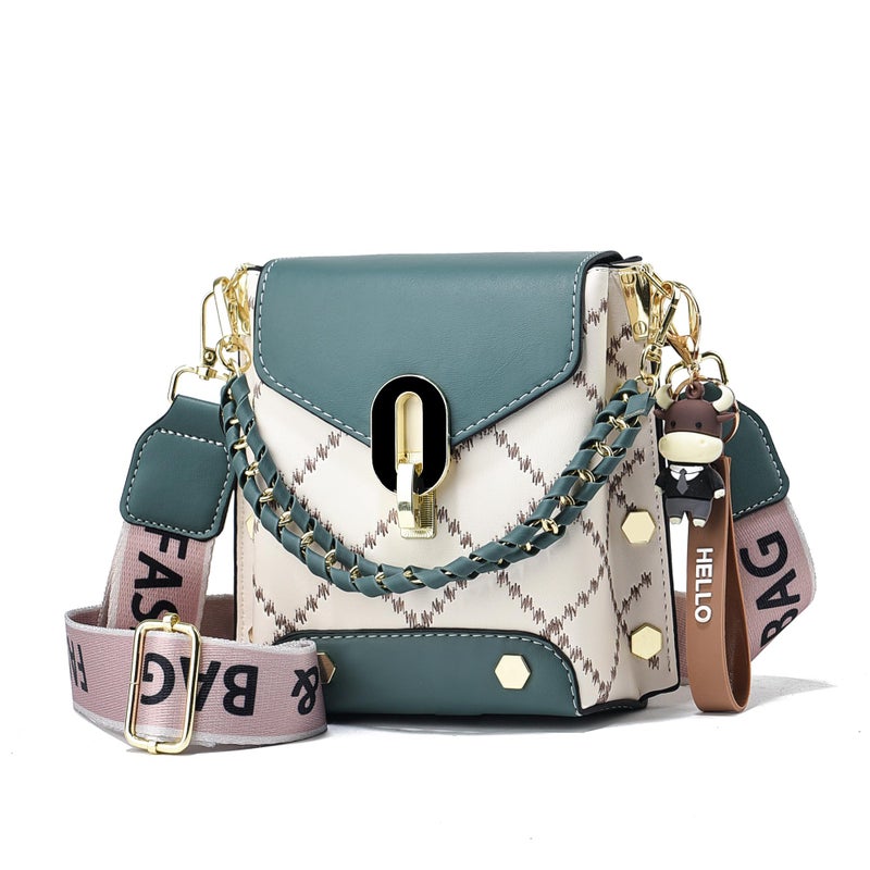 Xiaoyu Small Crossbody Bags for Women Fashion Cell Phone Purse Teenage Girls Shoulder Handbags with Wide Strap (Green) - Image 1