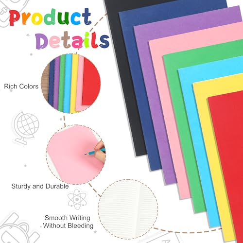 miikoul 24 Pack A5 Lined Notebook Journals in Bulk, Colored Kraft Cover College Ruled Subject Notebook Composition Journal for Student Busines Travelers, 8.3x5.5 Inches, 80 GSM, 60 Pages/30 Sheets - Image 3