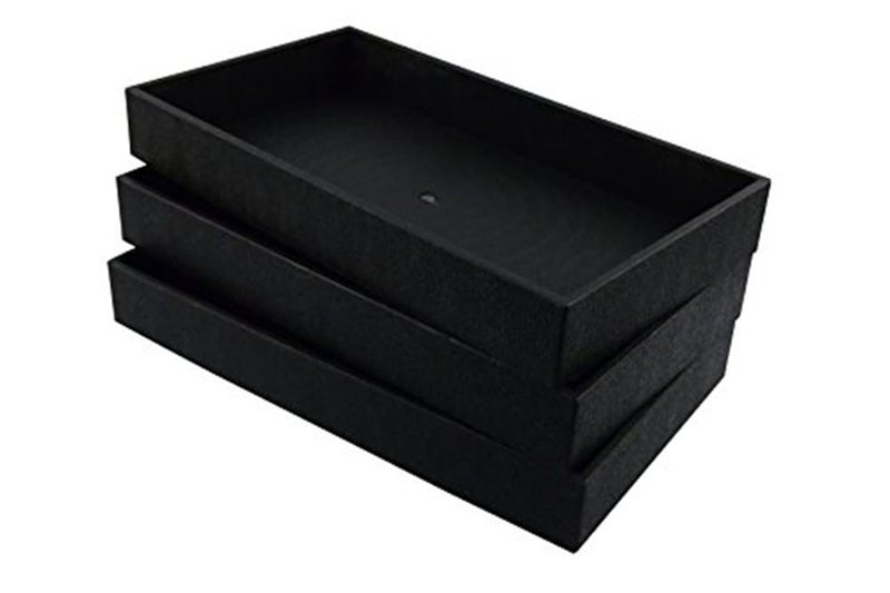 Regal Pak 3Piece 2Inch Deep Black Full Size Plastic Stackable Jewelry Tray 14 34 X 8 14 X 2H