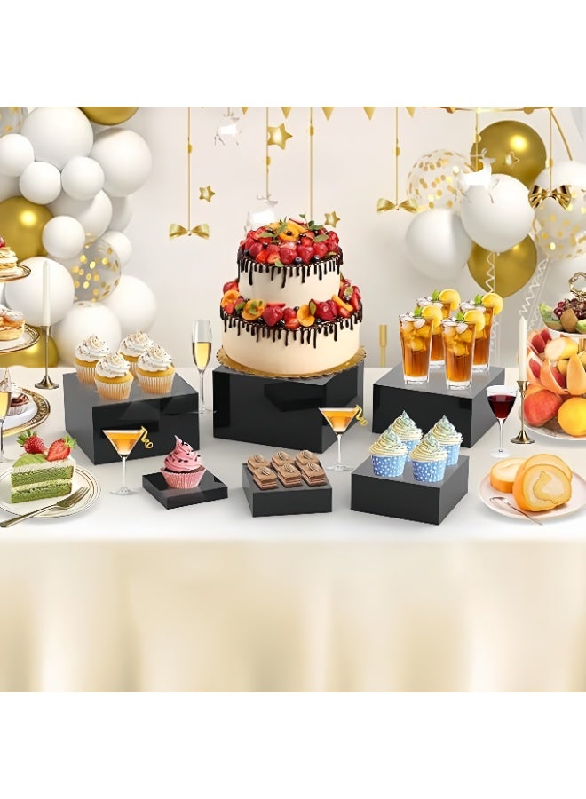 مجموعة من 6 حوامل بوفيه، حوامل عرض الطعام للحفلات، حوامل حلويات بيضاء، صناديق عرض مكعبة للحفلات، الزفاف - Image 3