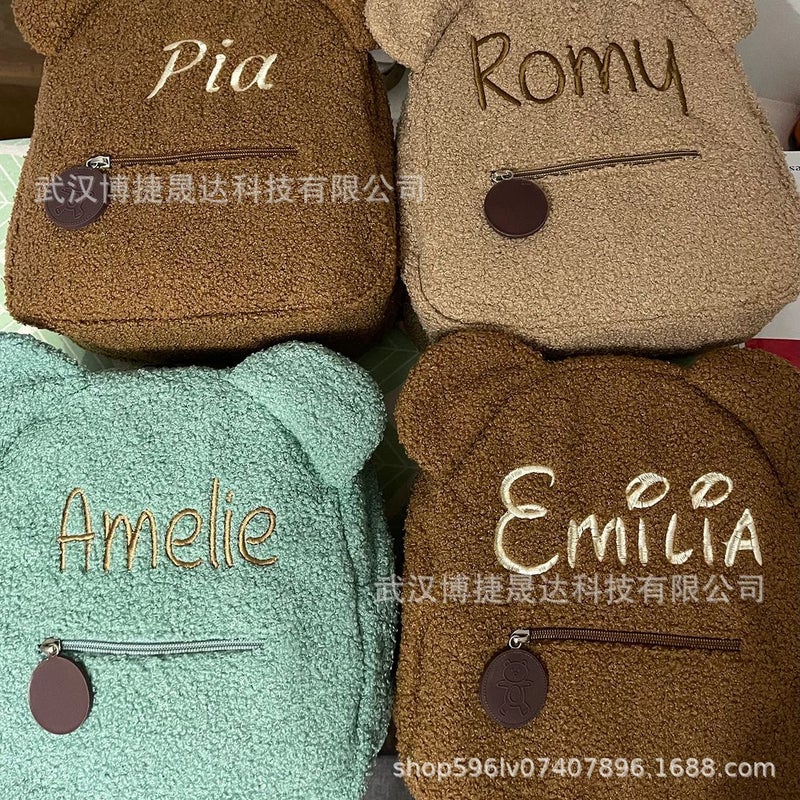 Etsy Personalized Embroidered Cute Plush Backpack Student Bear School Bag Shoulder Portable Zipper Small Backpack - Image 4
