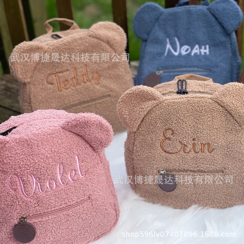Etsy Personalized Embroidered Cute Plush Backpack Student Bear School Bag Shoulder Portable Zipper Small Backpack - Image 2