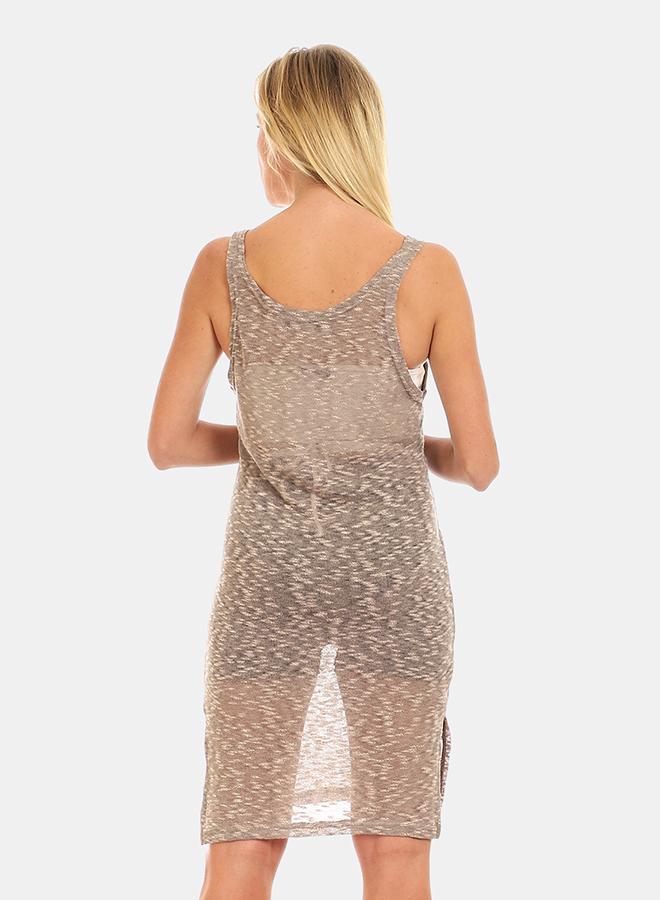 kady Jamila Women Side Slits Sleeveless Knitted Cover up ,beige-S - Image 3