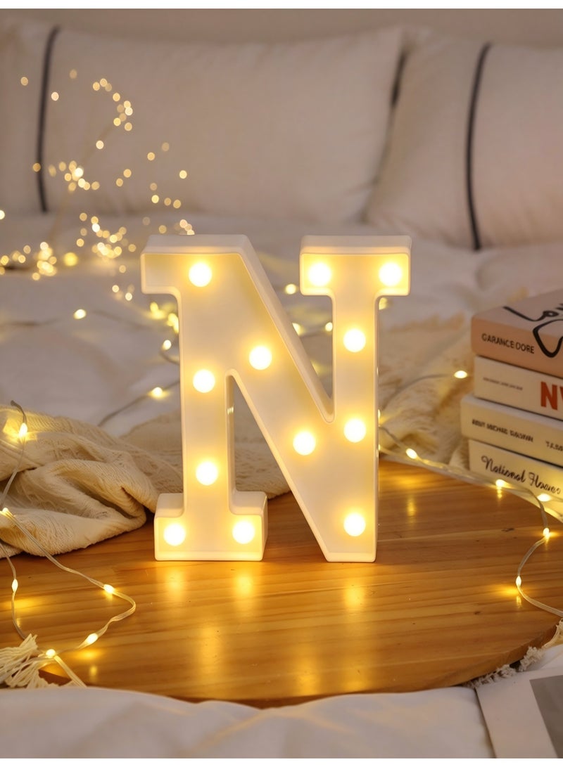 N Letter Battery Powered Free Standing Hanging Eye-catching LED Light White 22x18x4.5cm - Image 1