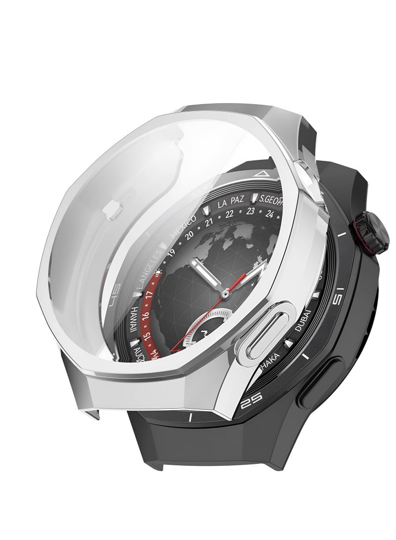 HUAWEI WATCH GT 5 Pro 46mm Case, Case with Screen Protector, Soft TPU Full Coverage Screen Cover Case, [Touch Sensitive] [Scratch-Resistant] [HD Clear] [Full Protection]-Silver - Image 1