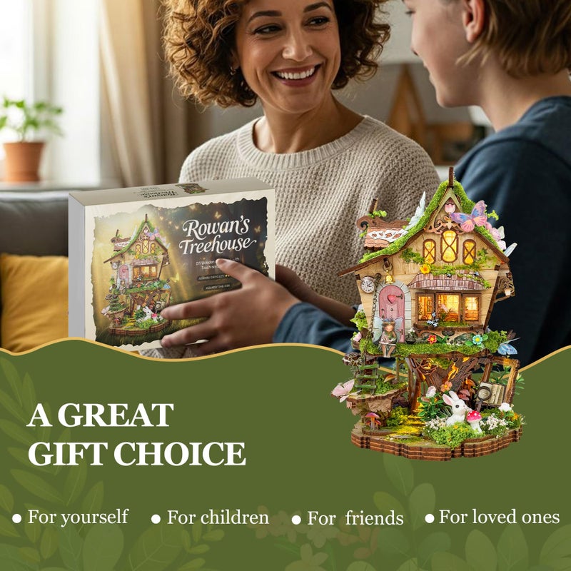 Miggley Book Nook for Adults, Booknook DIY Miniature House Kit, 3D Wooden Puzzles Bood Gifts for Book Lovers Women Friends - Rowan's Tree House - Image 5