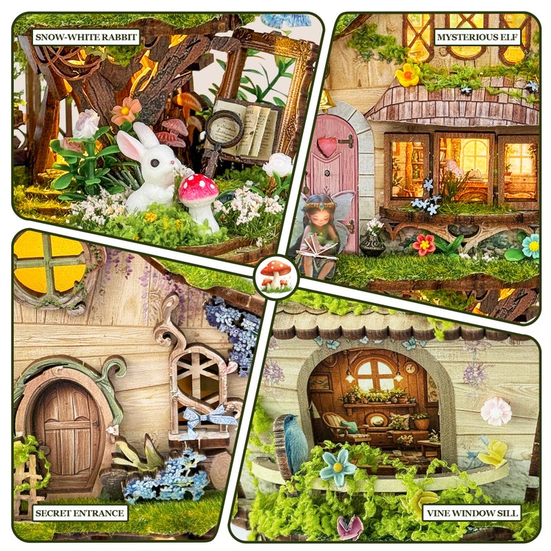Miggley Book Nook for Adults, Booknook DIY Miniature House Kit, 3D Wooden Puzzles Bood Gifts for Book Lovers Women Friends - Rowan's Tree House - Image 4