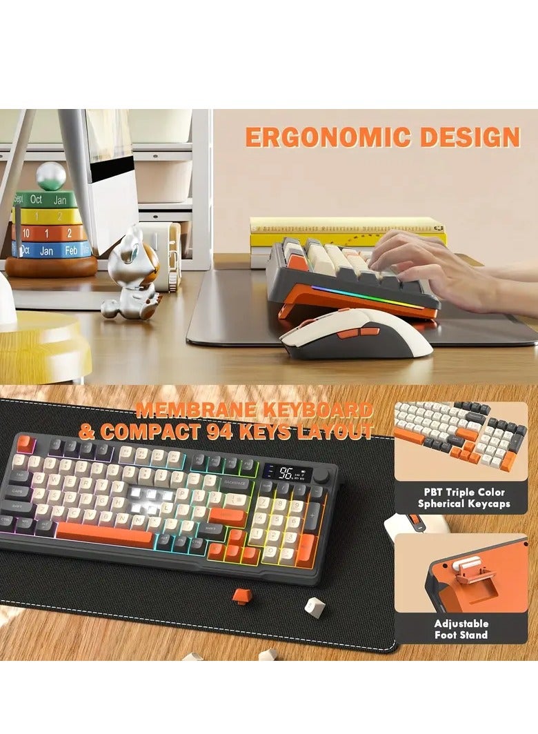 Wireless Gaming Keyboard and Mouse Combo - Dual Wireless/2.4G RGB Backlit Mechanical Keyboard with Smart Display and Knob, 4000 DPI Optical Gaming Mouse, Rechargeable Lithium Polymer Battery, PC/Lap - Image 3