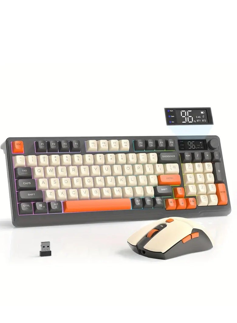 Wireless Gaming Keyboard and Mouse Combo - Dual Wireless/2.4G RGB Backlit Mechanical Keyboard with Smart Display and Knob, 4000 DPI Optical Gaming Mouse, Rechargeable Lithium Polymer Battery, PC/Lap - Image 1