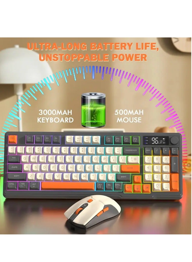 Wireless Gaming Keyboard and Mouse Combo - Dual Wireless/2.4G RGB Backlit Mechanical Keyboard with Smart Display and Knob, 4000 DPI Optical Gaming Mouse, Rechargeable Lithium Polymer Battery, PC/Lap - Image 2