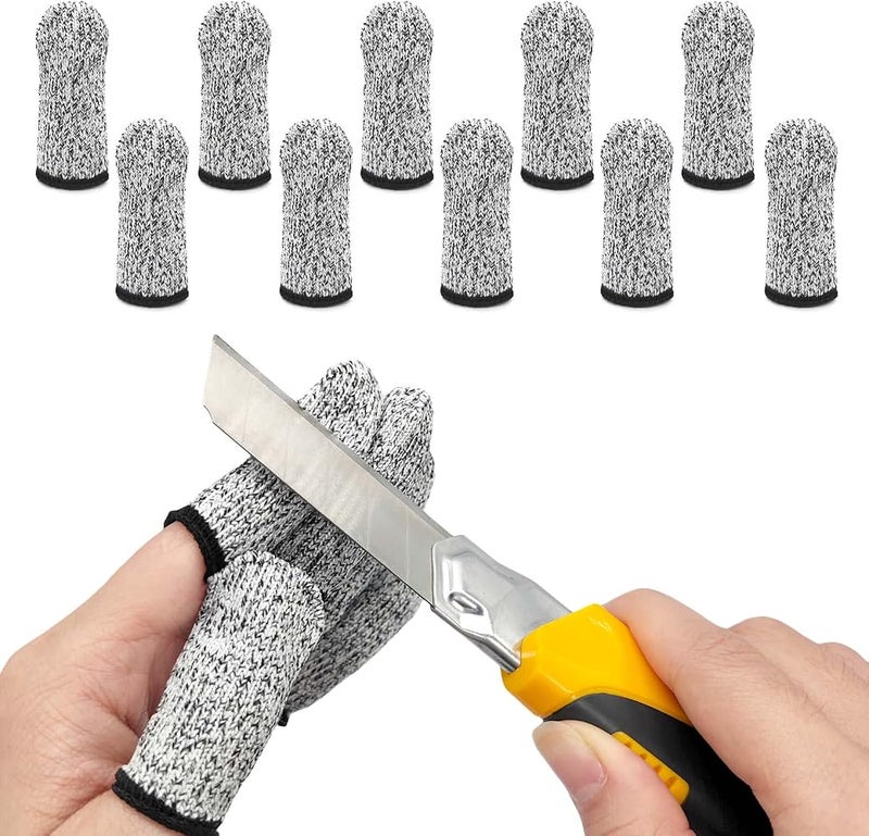 ASKIND 10Pcs Breathable Cut Resistant Finger Cots Protection, Reusable Durable Non Slip Finger Thumb Protector Gloves for Work Kitchen Garden Sculpture Grinding Stained Glass (Grey) - Image 1