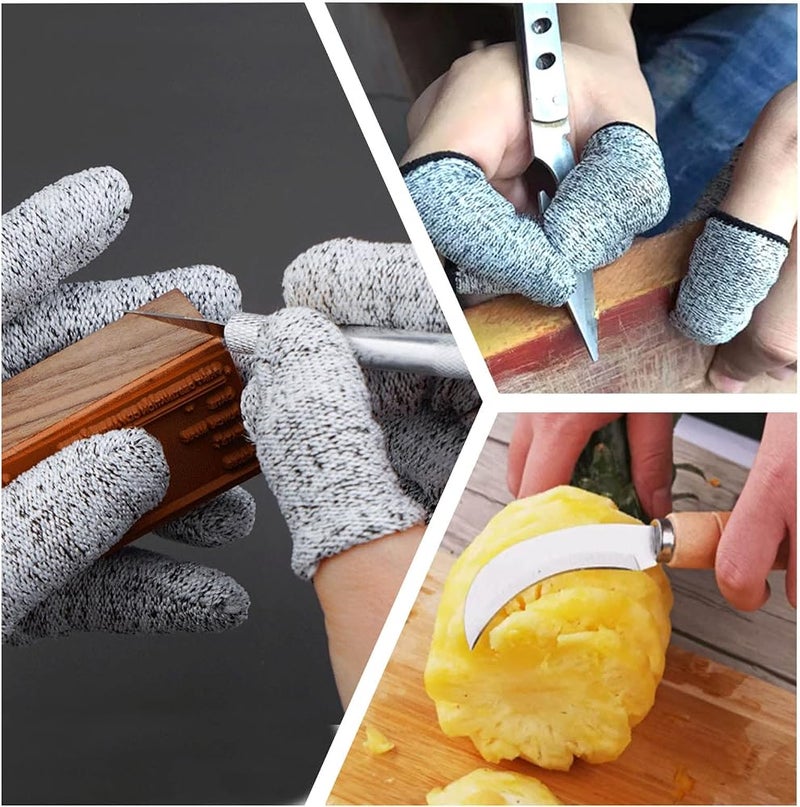 ASKIND 10Pcs Breathable Cut Resistant Finger Cots Protection, Reusable Durable Non Slip Finger Thumb Protector Gloves for Work Kitchen Garden Sculpture Grinding Stained Glass (Grey) - Image 4