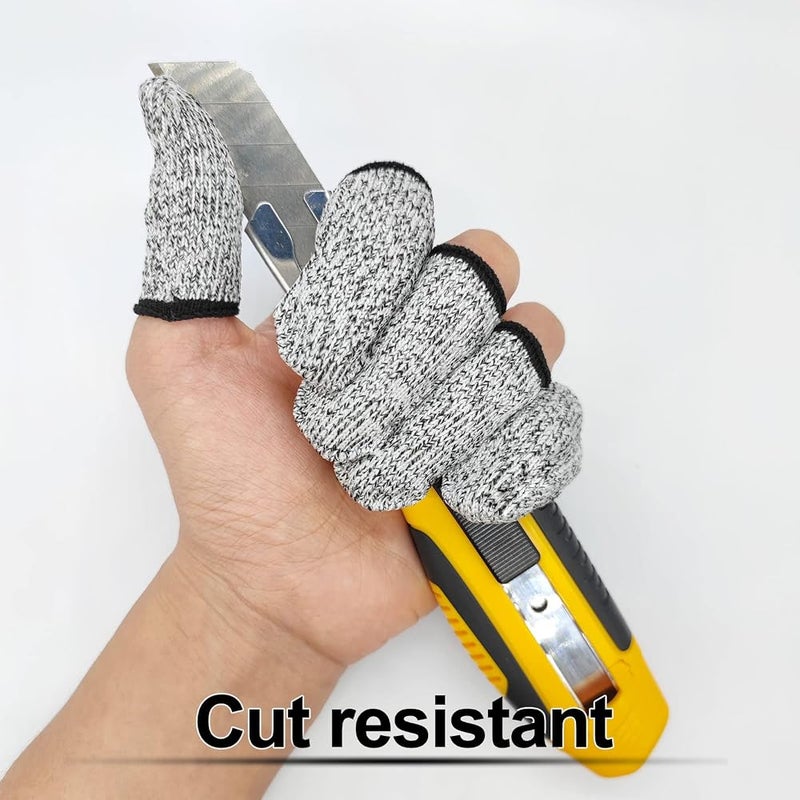 ASKIND 10Pcs Breathable Cut Resistant Finger Cots Protection, Reusable Durable Non Slip Finger Thumb Protector Gloves for Work Kitchen Garden Sculpture Grinding Stained Glass (Grey) - Image 2