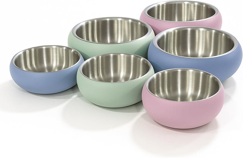 Mau Double Wall Bowl Belly with Non-Slip Base, Light Blue – 360 ml - Image 2