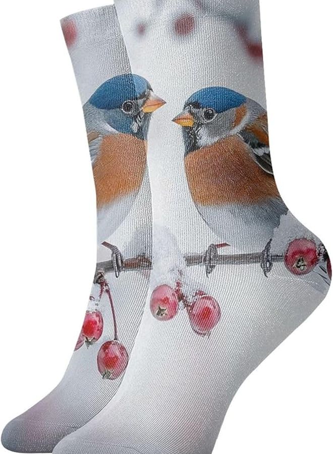 Winter Bird Crew Socks Soft Warm Breathable Unisex Boot Socks - Image 1