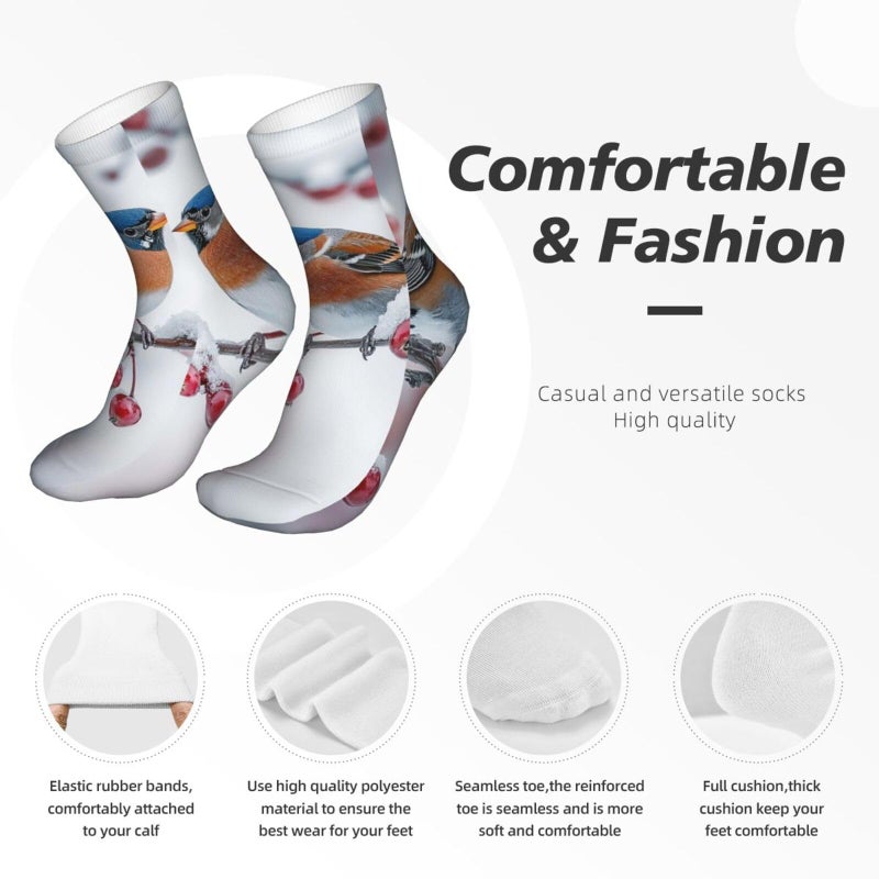 Winter Bird Crew Socks Soft Warm Breathable Unisex Boot Socks - Image 4