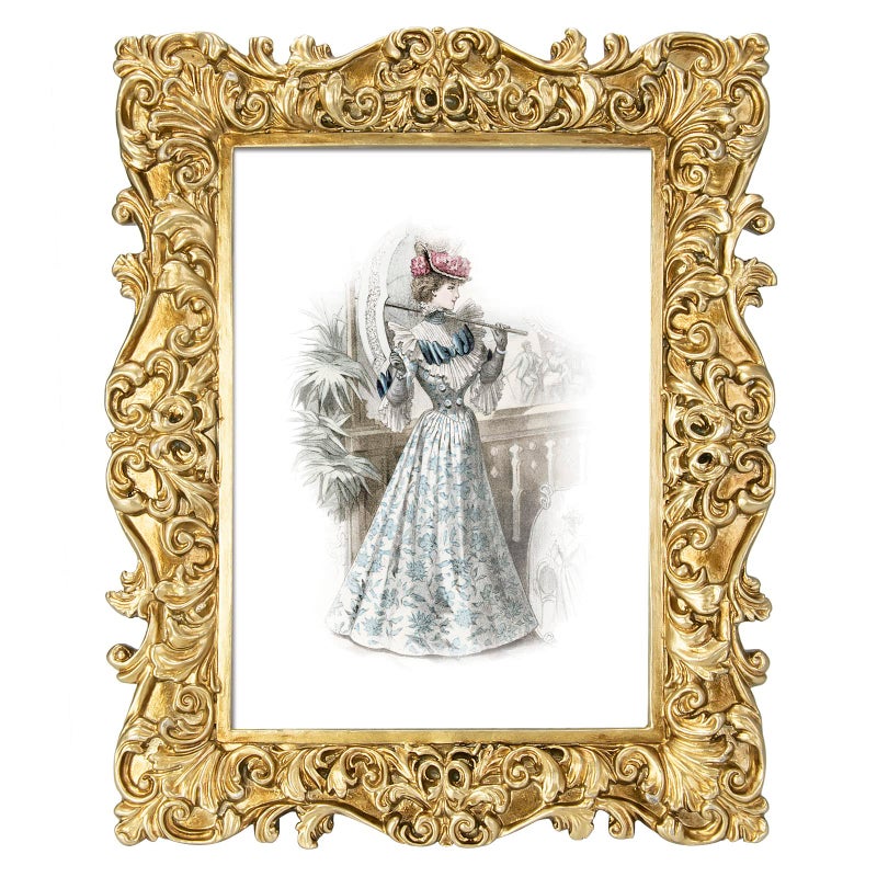 GUOER GUOER 5x7 Picture Frames Vintage Photo Frame with Glass Front Antique Picture Frame for Tabletop Wall Hanging (5x7  Shiny Golden)  - Image 1