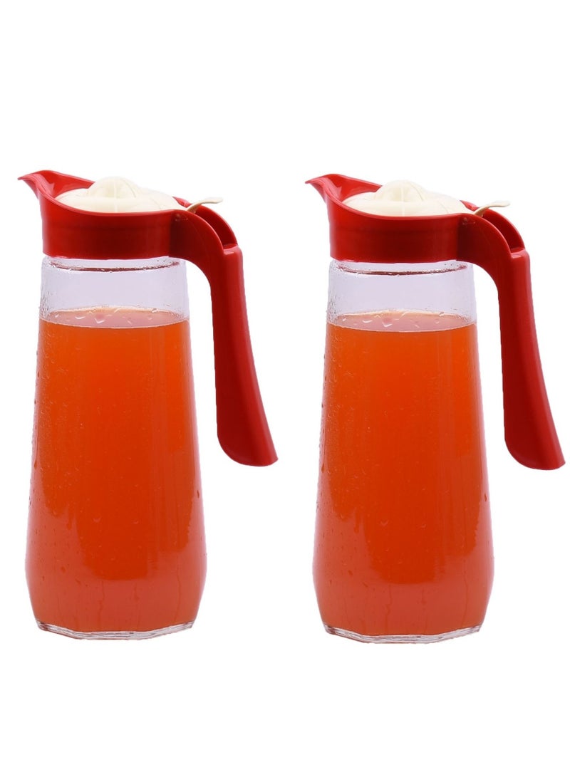 2-Piece Drinking Water Jug Clear/Red 1500ml - Image 1