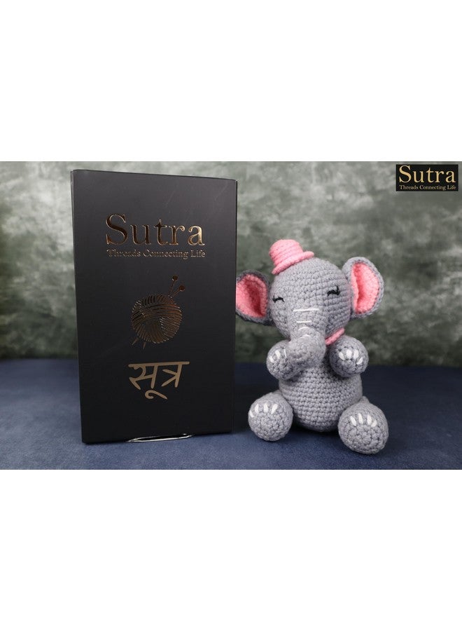 سوترا لعبة فيل كروشيه يدوية الصنع من Sutra Cute | هدية للأطفال، لعبة حيوانية على شكل فيل من الغابة للأطفال | فيل لطيف مصنوع من الصوف المحبوك | ألعاب ناعمة مقاس 5.5 × 5 بوصة للأطفال البنات والأولاد - Image 2