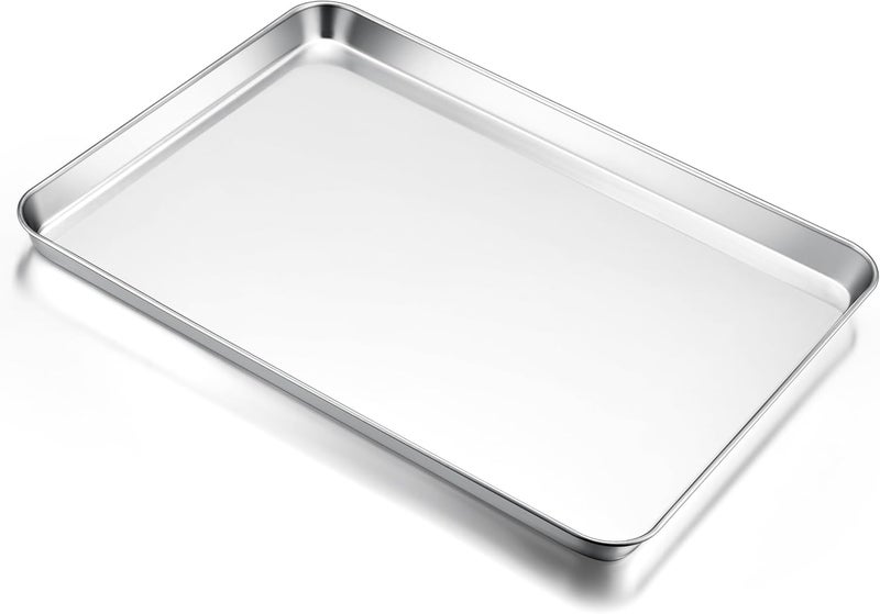 E-far Large Baking Sheet, 20”x14” Stainless Steel Cookie Sheet Pan for Oven, Non Toxic Metal Baking Tray for Cake Cookies, Healthy & Rust Free, Mirror Finish & Dishwasher Safe, 1 Pack - Image 1