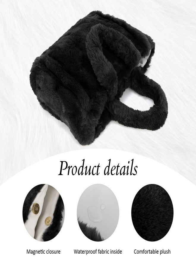 Fecialy Fluffy Tote Bags for Women Large Fuzzy Handbag Cute Plush Purses Faux Fur Hobo Bag for Autumn and Winter - Image 5