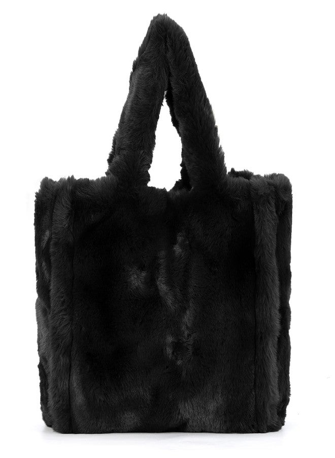 Fecialy Fluffy Tote Bags for Women Large Fuzzy Handbag Cute Plush Purses Faux Fur Hobo Bag for Autumn and Winter - Image 1