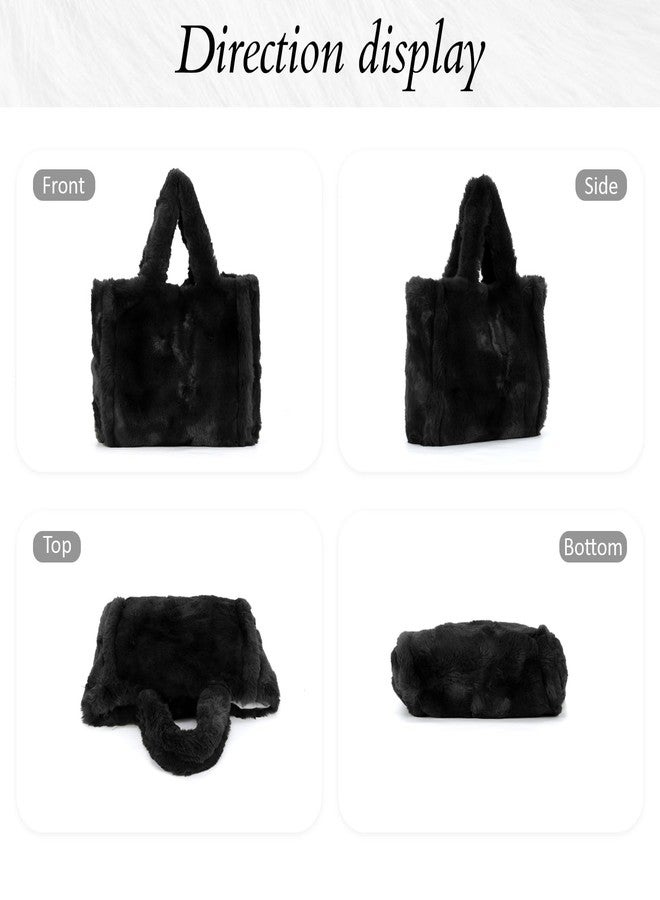 Fecialy Fluffy Tote Bags for Women Large Fuzzy Handbag Cute Plush Purses Faux Fur Hobo Bag for Autumn and Winter - Image 4