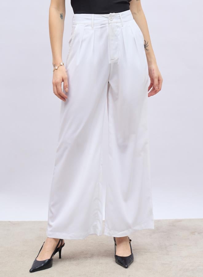 Styli Styli Solid Pleated Tailored Flare Pants with Belt Loops  - Image 2