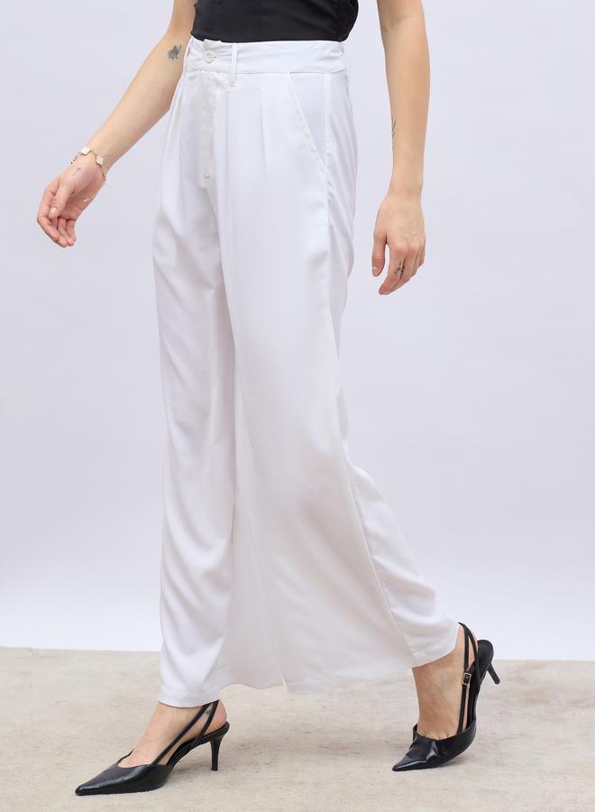 Styli Styli Solid Pleated Tailored Flare Pants with Belt Loops  - Image 3