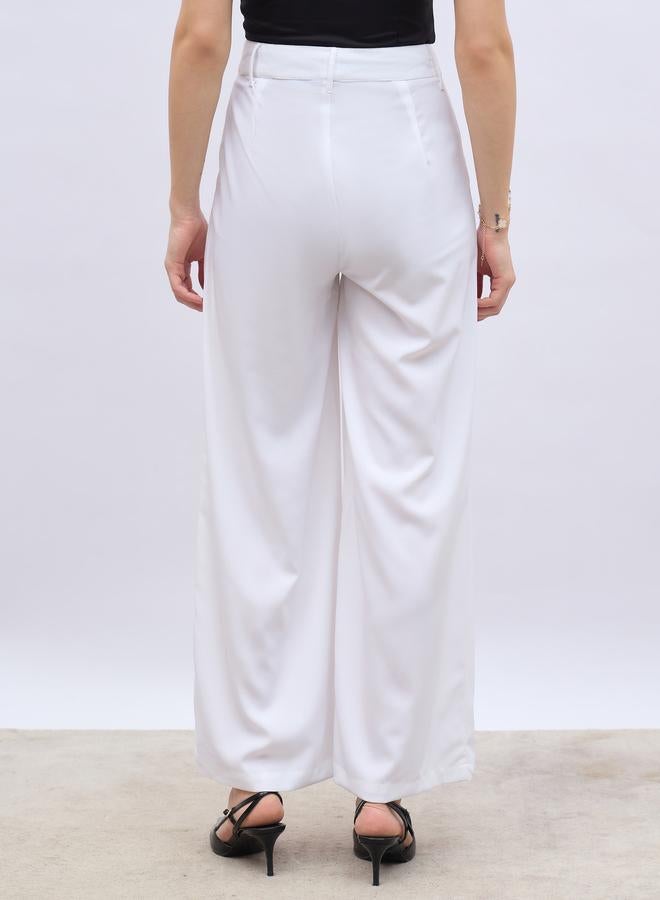 Styli Styli Solid Pleated Tailored Flare Pants with Belt Loops  - Image 5