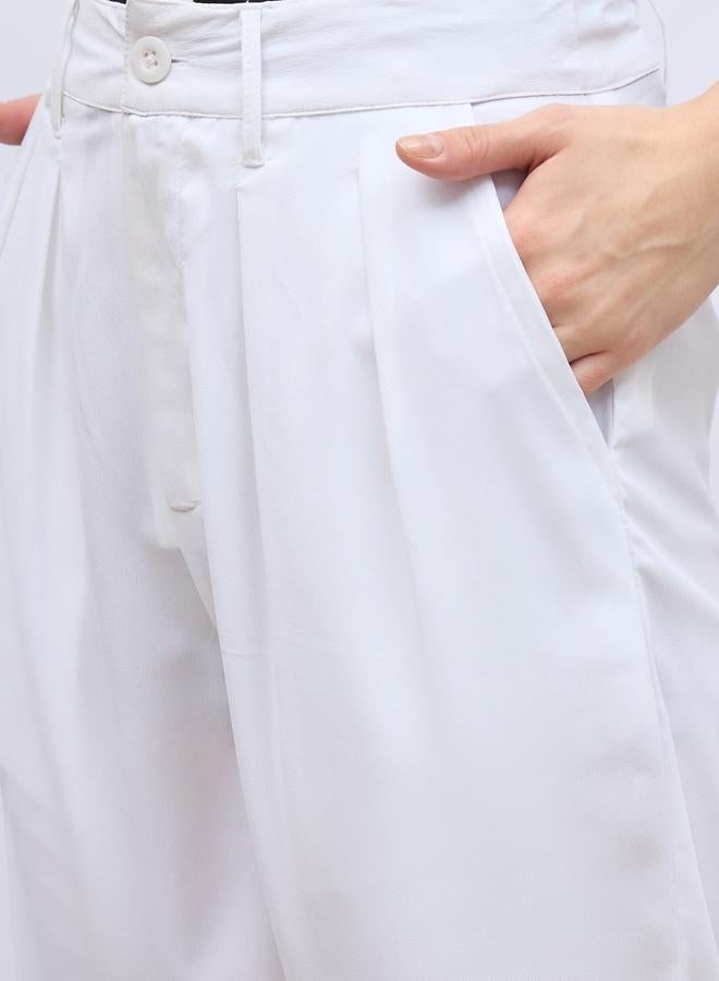Styli Styli Solid Pleated Tailored Flare Pants with Belt Loops  - Image 4