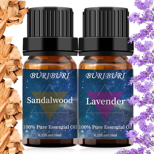 BURIBURI Lavender and Sandalwood Essential Oil 100 Pure Undiluted Natural Organic Aromatherapy Essential Oils Gift Set 10MLx2 - Image 2