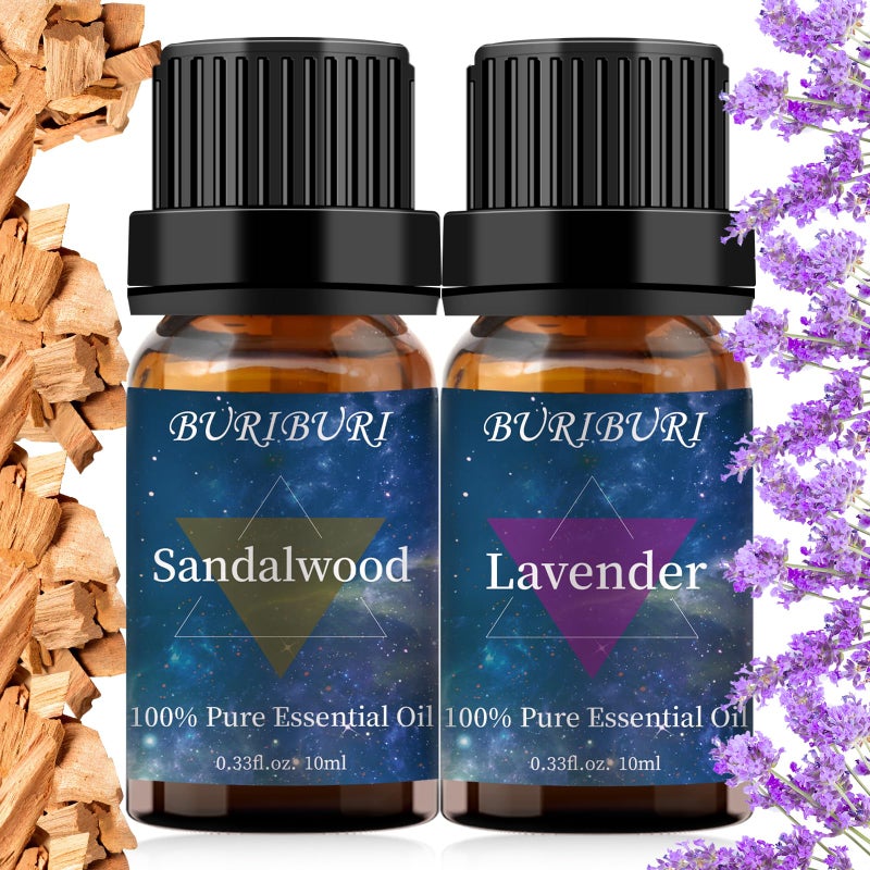 BURIBURI Lavender and Sandalwood Essential Oil 100 Pure Undiluted Natural Organic Aromatherapy Essential Oils Gift Set 10MLx2 - Image 3