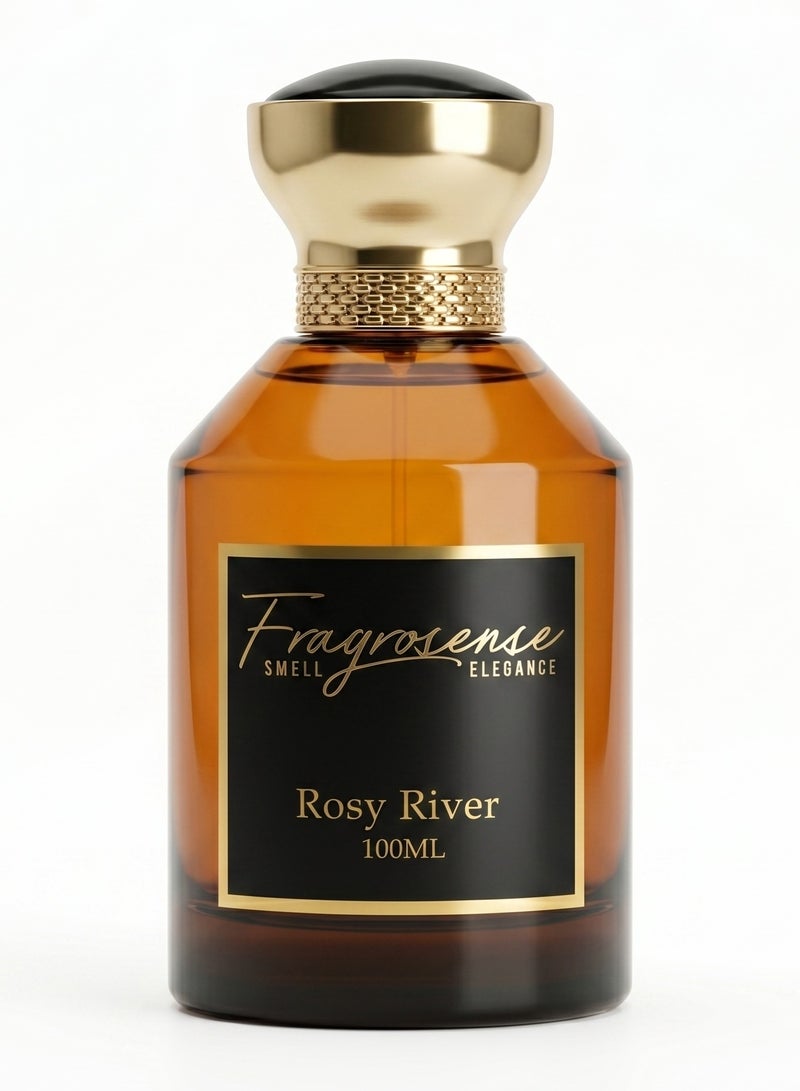 Rosy River Unisex Perfume 100ml - Long Lasting Rose Fruity Floral Musk Fragrance, Luxury Sweet Woody Amber Scent, Premium Signature Daily Wear for Men & Women