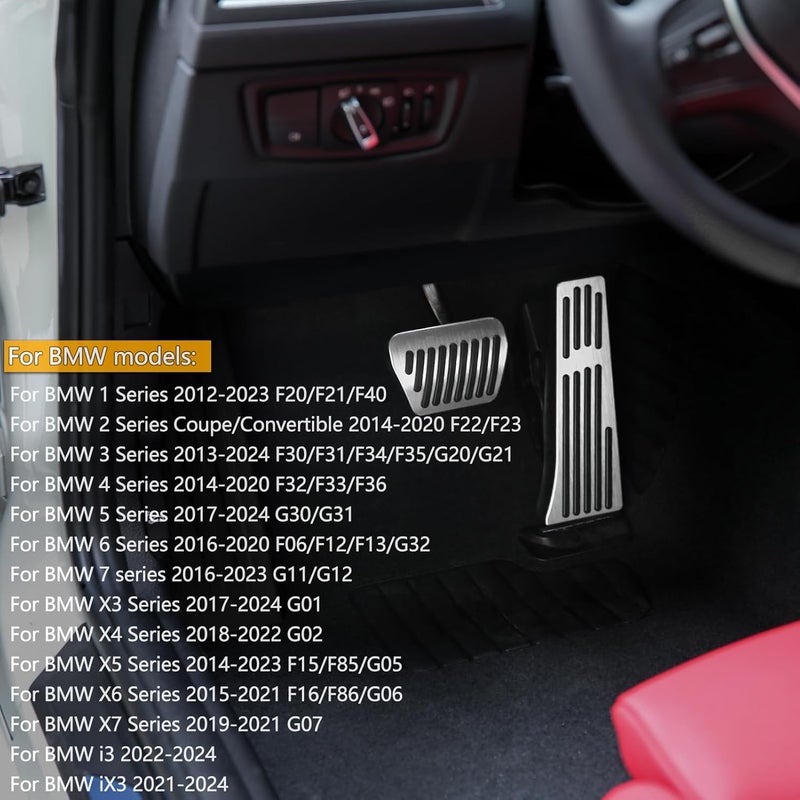 Thenice دواسات الأقدام المصنوعة من الألمنيوم المضادة للانزلاق من Thenice لسيارات BMW 3 4 5 7 Series X3 X4 X5 X6 X7 - فضي - Image 2