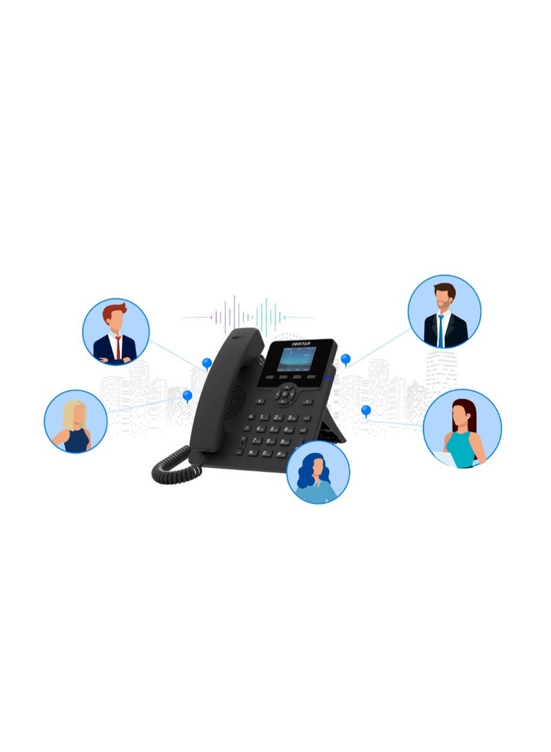 Dinstar C62UP Color IP Phone, HD SIP Desk Phone, 2.4″ Color TFT LCD Display, PoE Support, Dual Gigabit LAN, Programmable Function Keys - Image 3