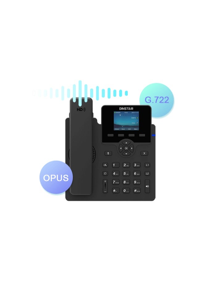 Dinstar C62UP Color IP Phone,  2.4" Color Display, 4 SIP Accounts, Dual Gigabit Ports, PoE, HD Voice VoIP Desk Phone for Business & Enterprise - Image 5