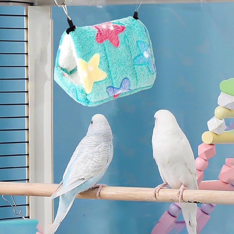 Skyy Blue Cozy Bird Nest House Winter Fuzzy Parrot Hut Hammock for Small Pets - Image 3