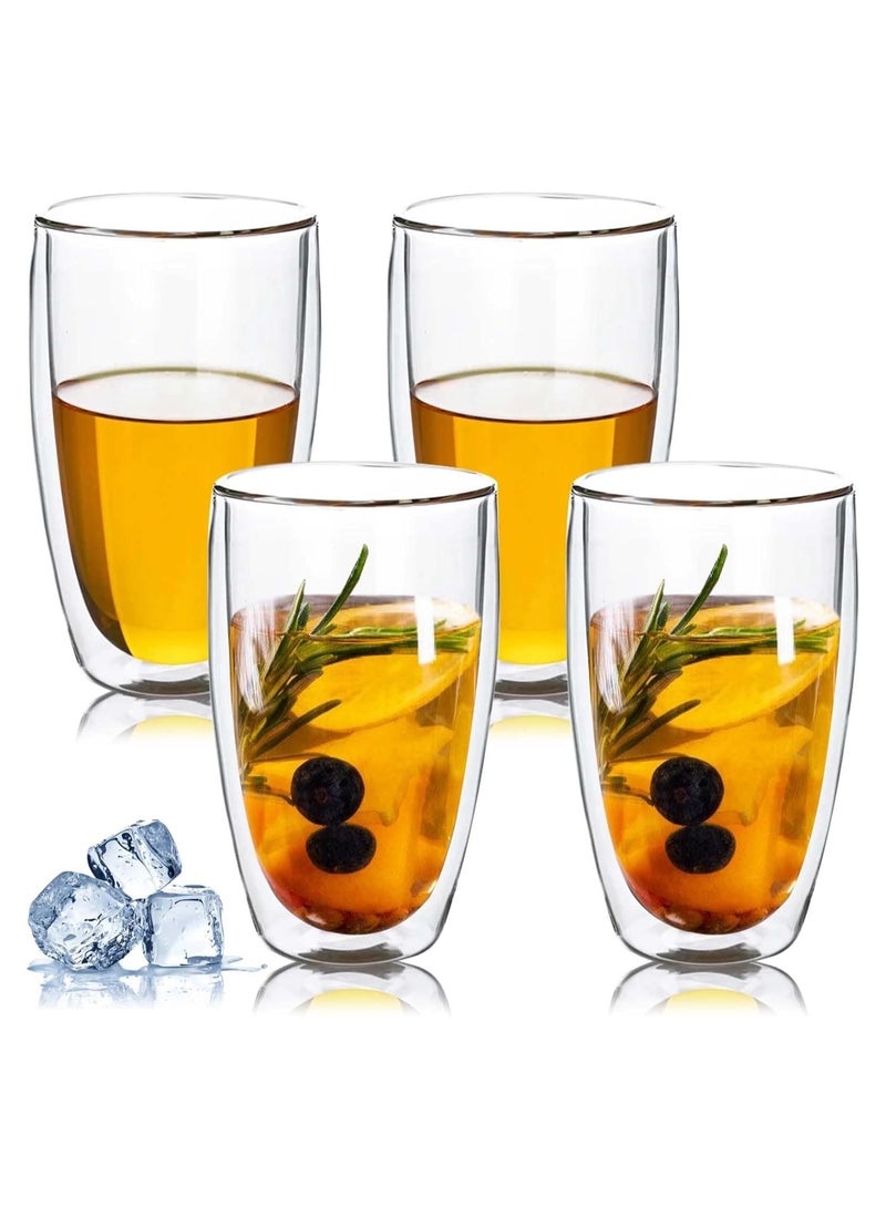 Latte Macchiato Glasses Double-Walled Espresso Cups Set, 4 x 450 ml Double-Walled Glasses, Cappuccino Cups, Coffee Glasses, Coffee Cups, Iced Coffee Glass, Thermal Glasses Coffee Mug 