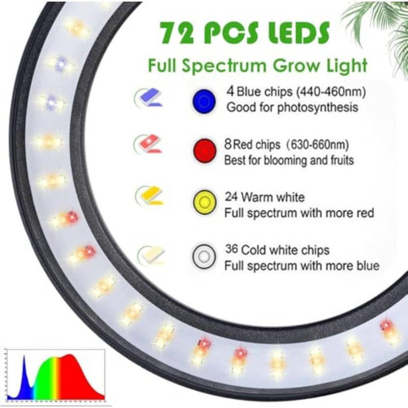 مصباح ضوء نمو LED ذو طيف كامل، قاعدة قابلة للتعديل في الارتفاع، مصباح ضوء للنباتات على الأرضية للزراعة الداخلية لنمو أنواع مختلفة من النباتات. - Image 3