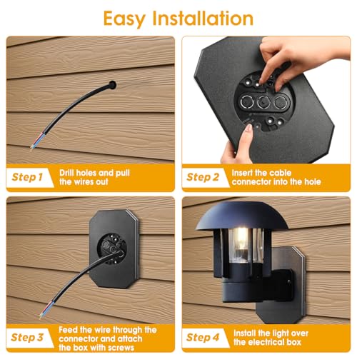 freecat 8141DBL Siding Mounting Plate,FreeCat Outdoor Light Mounting Block Fits 1/2" Lap Double Viny Siding,Built-in Electrical Box– Easy Installation with All Hardware Included - Image 5