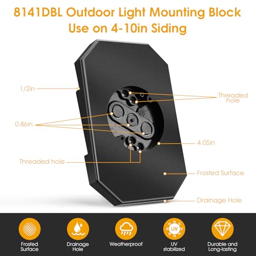 freecat 8141DBL Siding Mounting Plate,FreeCat Outdoor Light Mounting Block Fits 1/2" Lap Double Viny Siding,Built-in Electrical Box– Easy Installation with All Hardware Included - Image 2