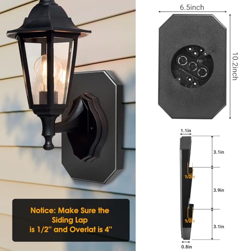 freecat 8141DBL Siding Mounting Plate,FreeCat Outdoor Light Mounting Block Fits 1/2" Lap Double Viny Siding,Built-in Electrical Box– Easy Installation with All Hardware Included - Image 3