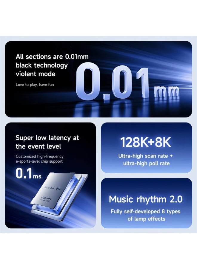 ACE68 Air Magnetic Switch Gaming Keyboard, 65% Rapid Trigger Hall Effect Wired Mechanical Keyboard with Adjustable Actuation RGB Light Box HotSwap Gasket Snap Tap, 8K Hz Polling Rate for PC/Mac. - Image 3